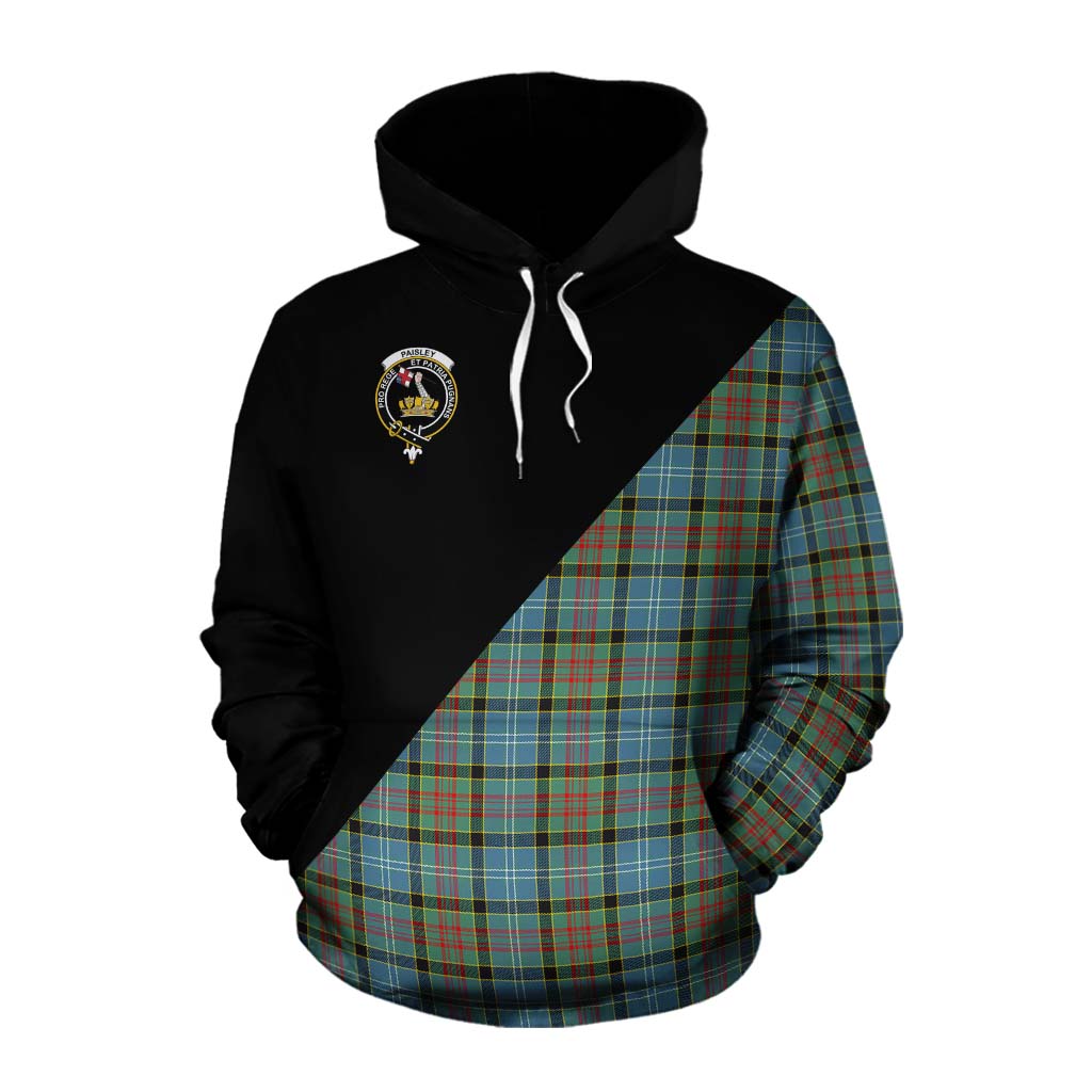 Tartan Vibes Clothing Paisley Tartan Cotton Hoodie with Family Crest and Military Logo Style