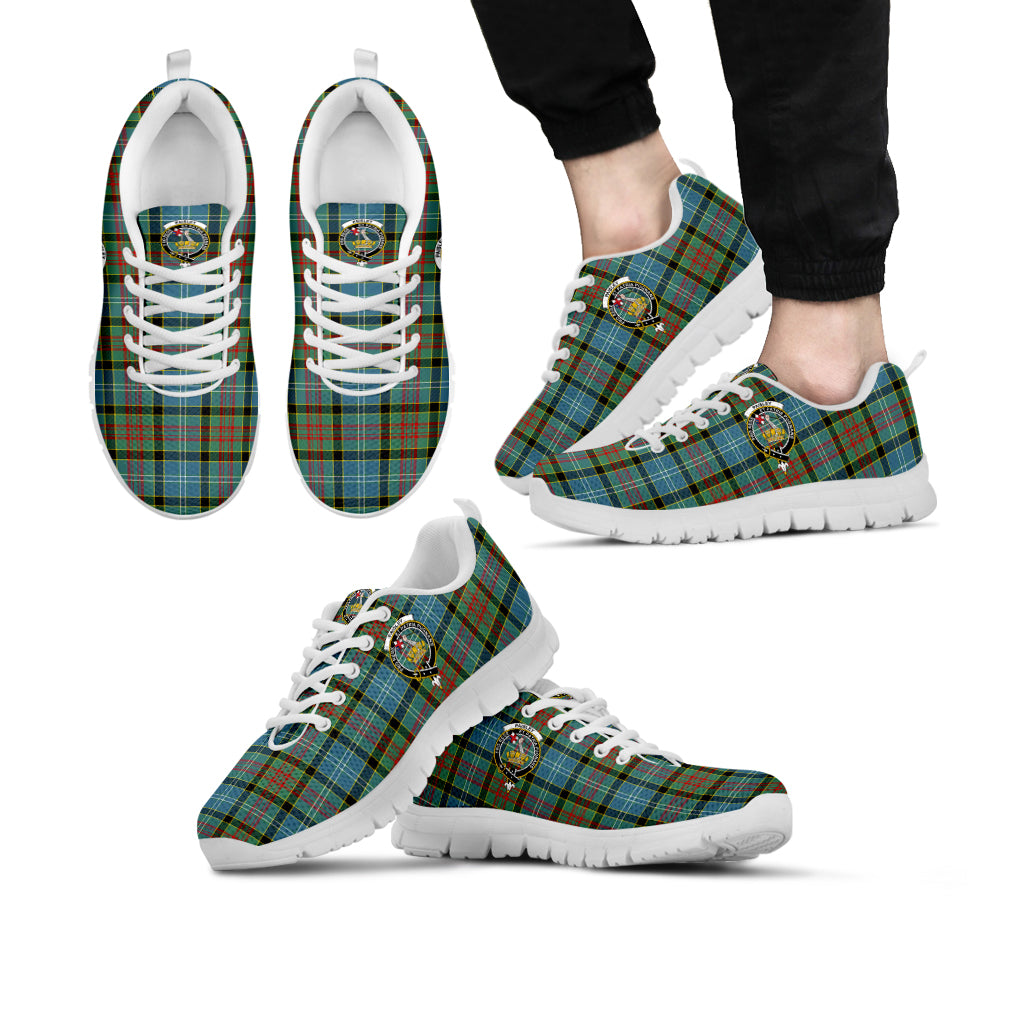 Paisley Tartan Sneakers with Family Crest Kid's Sneakers - Tartan Vibes Clothing