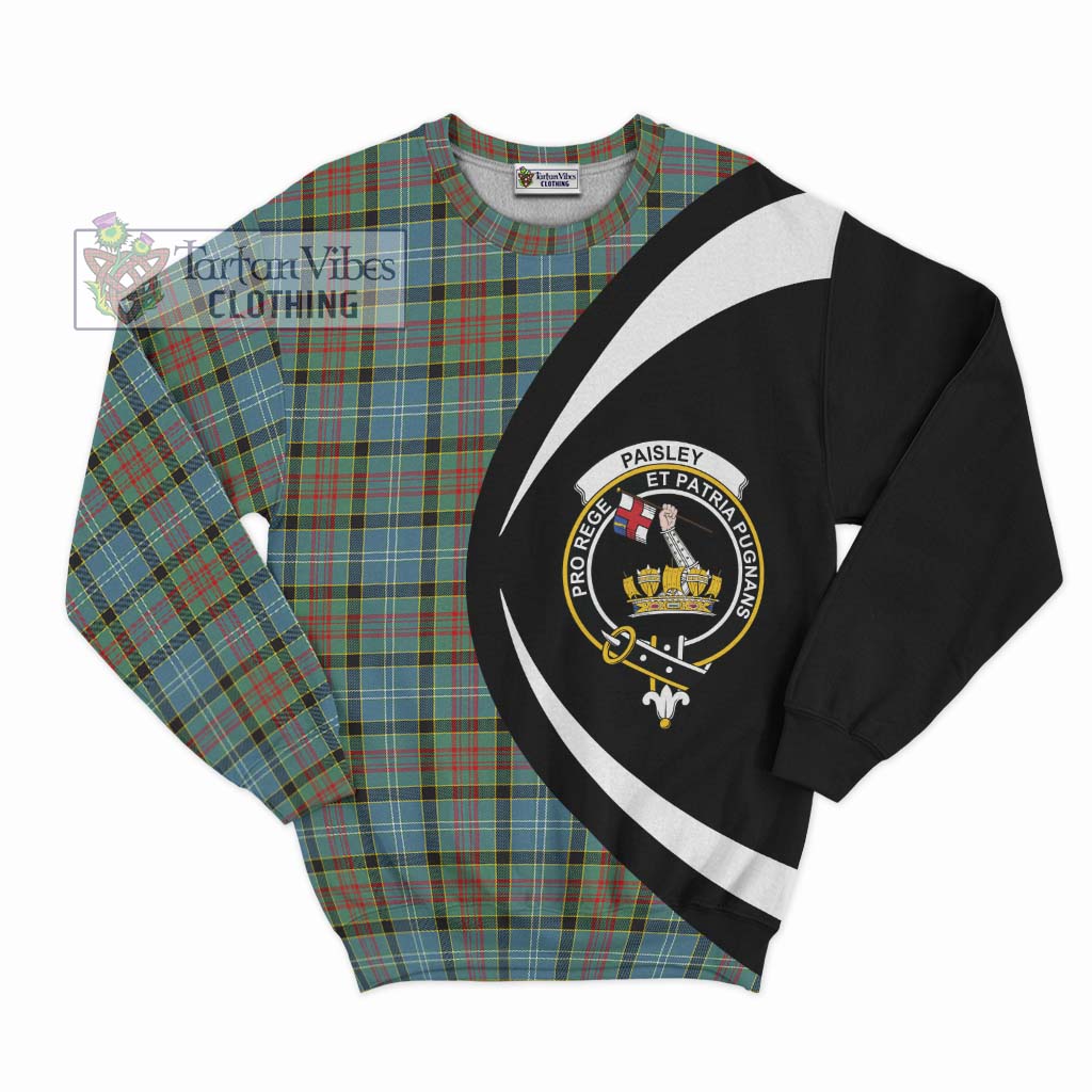 Paisley Tartan Sweatshirt with Family Crest Circle Style Unisex - Tartan Vibes Clothing