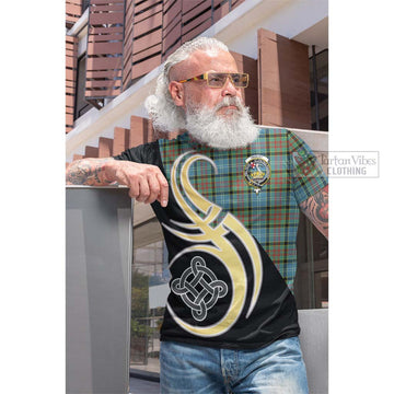 Paisley Tartan Cotton T-shirt with Family Crest and Celtic Symbol Style