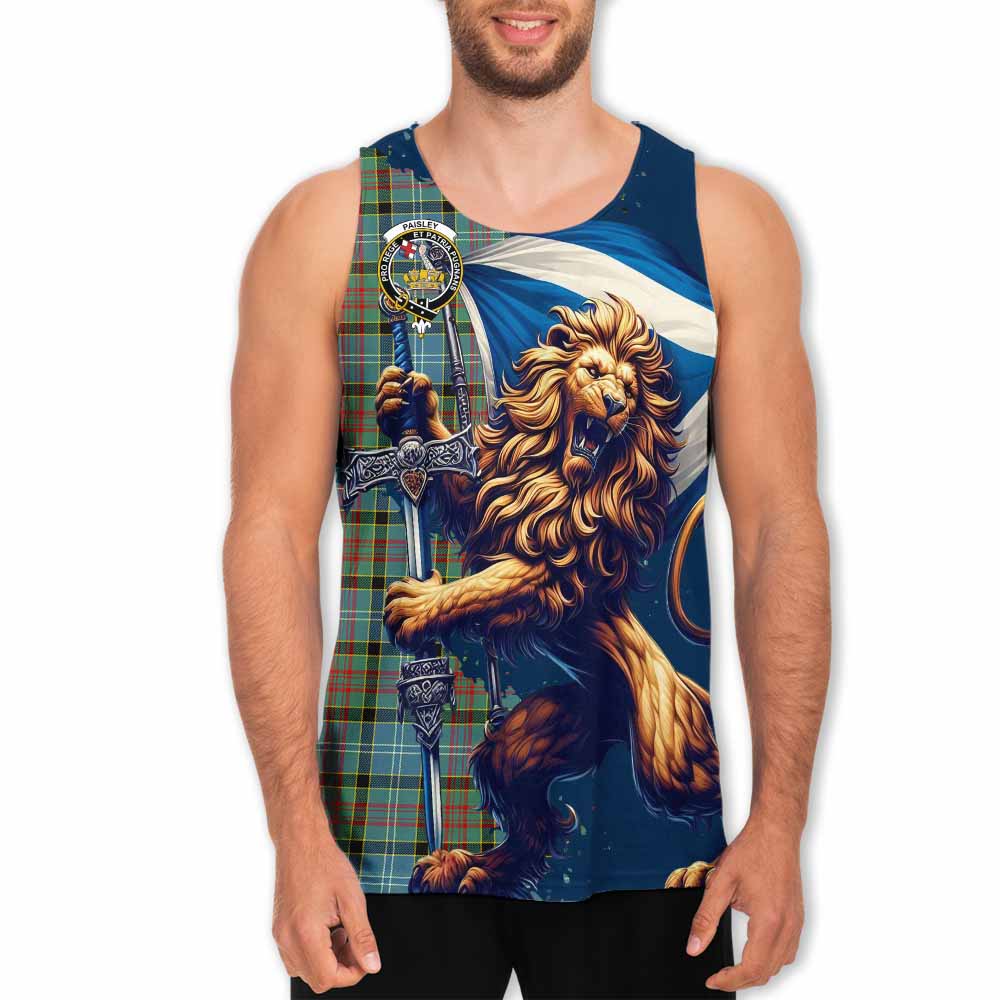 Tartan Vibes Clothing Paisley Tartan Family Crest Men's Tank Top with Scottish Majestic Lion