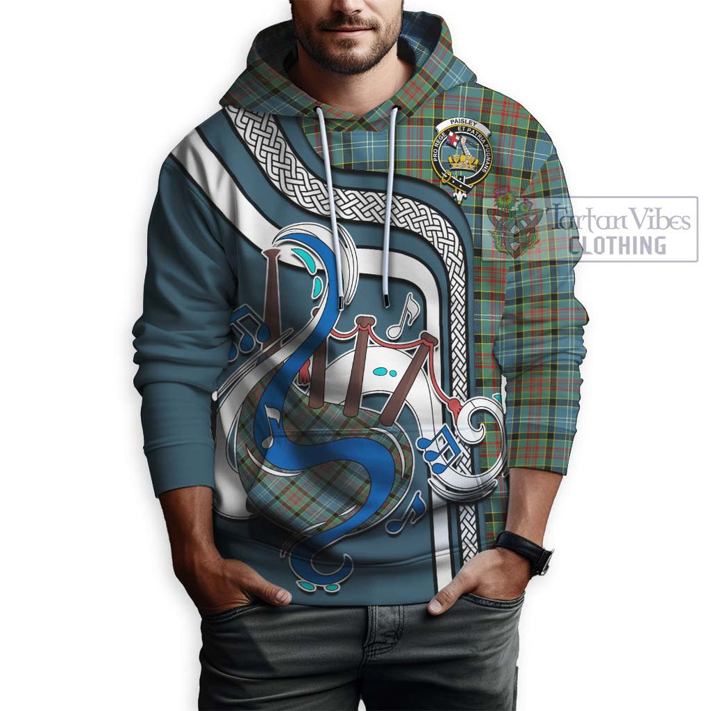 Paisley Tartan Hoodie with Epic Bagpipe Style Zip Hoodie - Tartanvibesclothing Shop