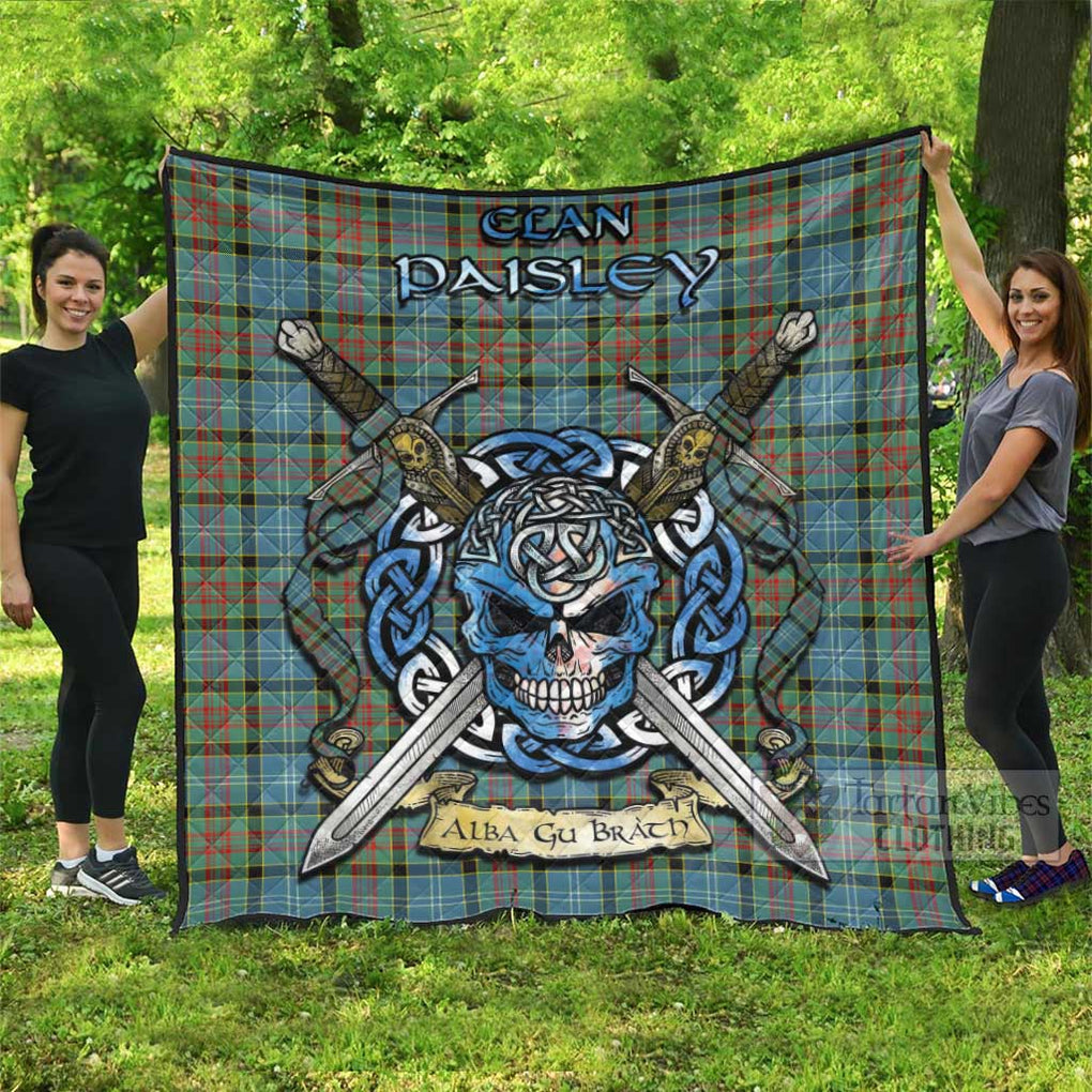 Tartan Vibes Clothing Paisley Tartan Quilt with Celtic Skull Alba Gu Brath Style