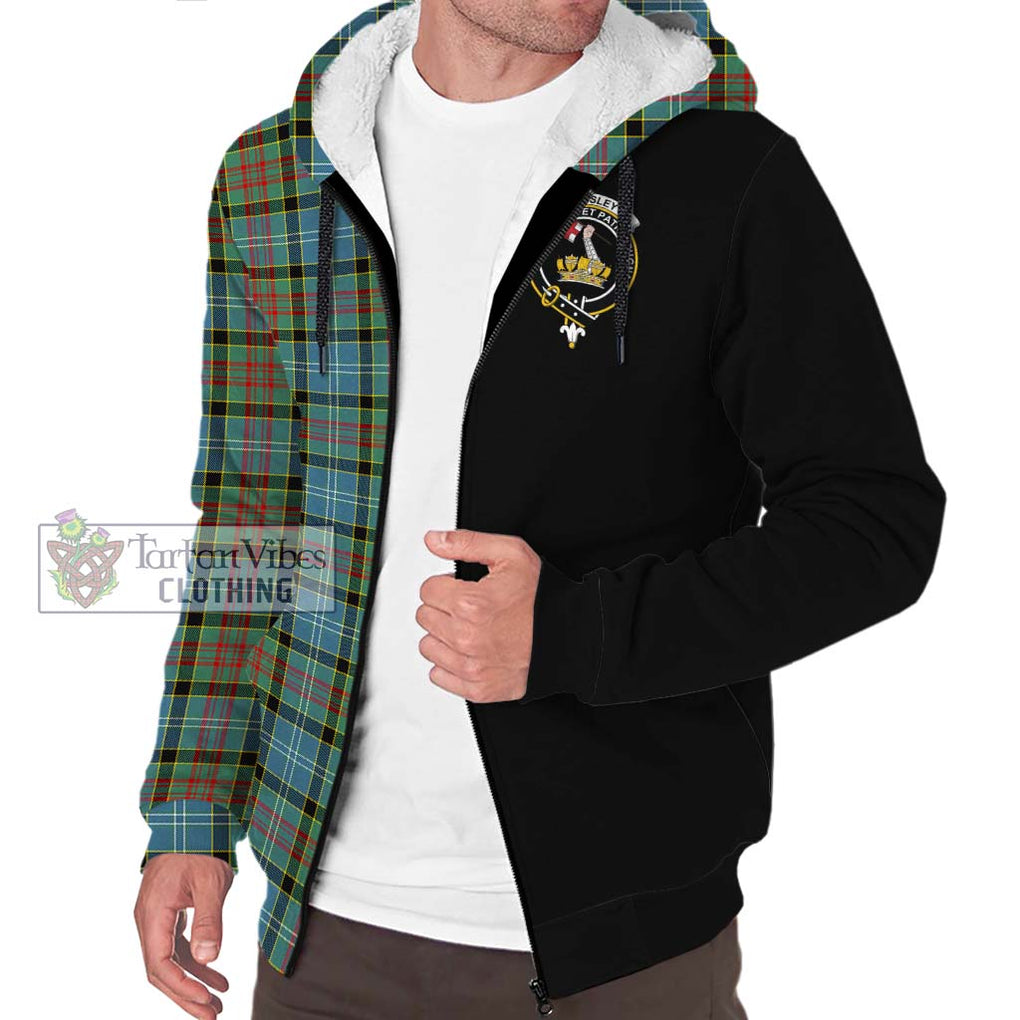 Paisley Tartan Sherpa Hoodie with Family Crest and Half Of Me Style Unisex S - Tartanvibesclothing Shop