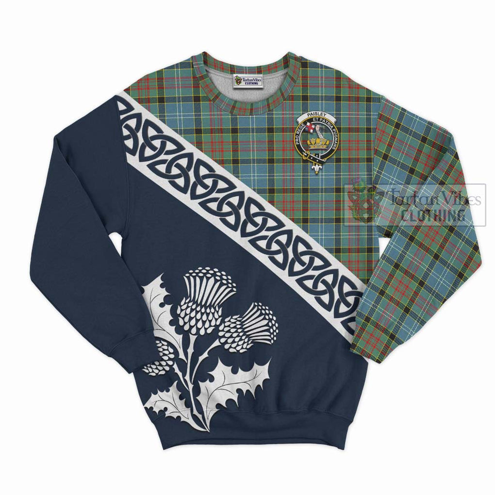 Tartan Vibes Clothing Paisley Tartan Sweatshirt Featuring Thistle and Scotland Map