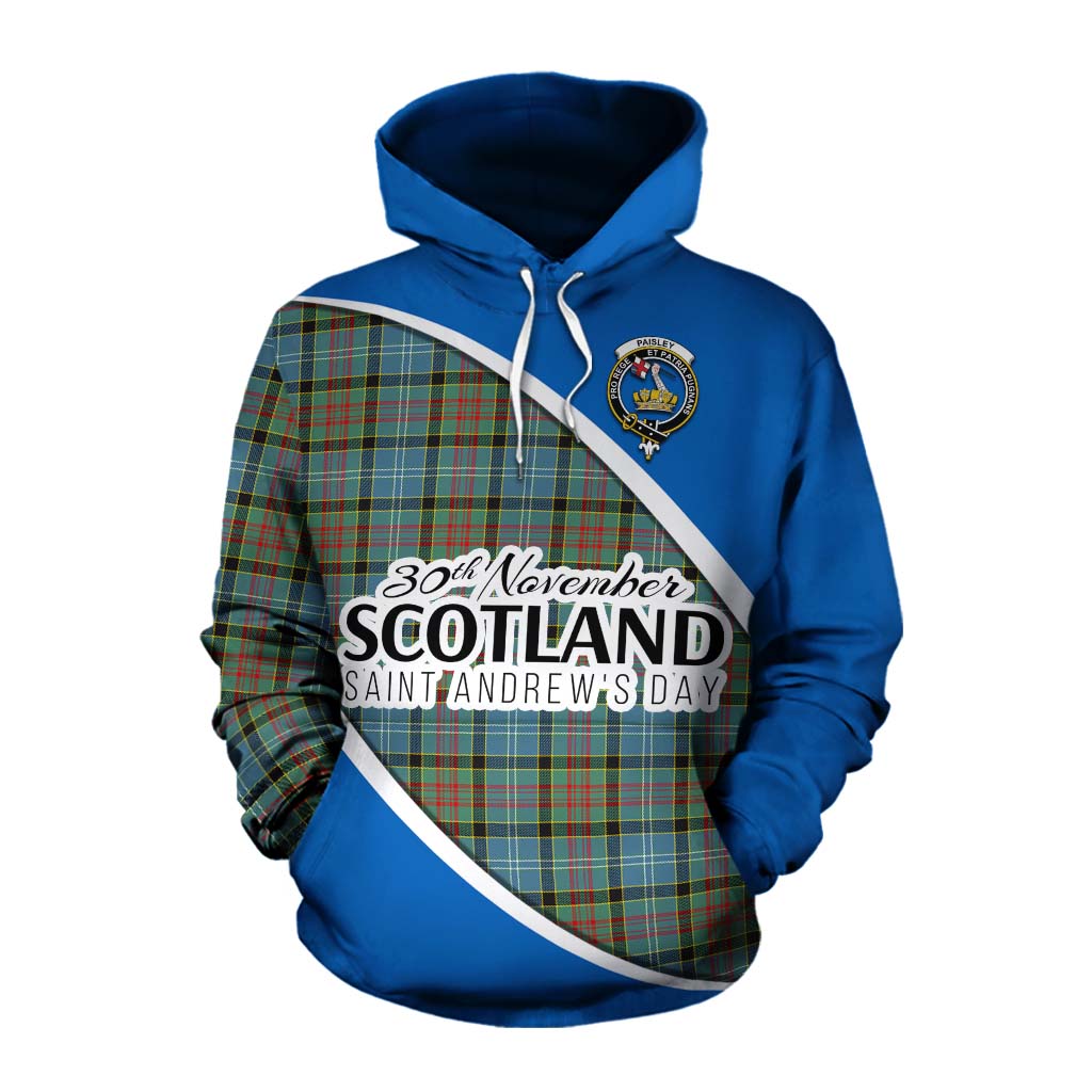 Tartan Vibes Clothing Paisley Family Crest Tartan Cotton Hoodie Celebrate Saint Andrew's Day in Style