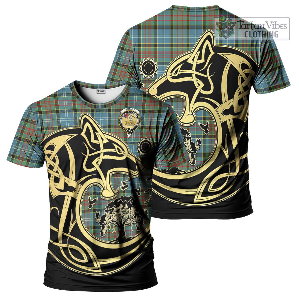 Paisley Tartan T-Shirt with Family Crest Celtic Wolf Style Kid's Shirt - Tartan Vibes Clothing