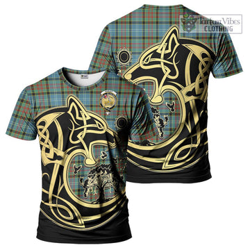 Paisley Tartan T-Shirt with Family Crest Celtic Wolf Style