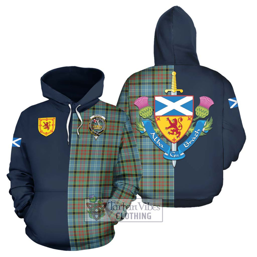 Tartan Vibes Clothing Paisley Tartan Hoodie with Scottish Lion Royal Arm Half Style