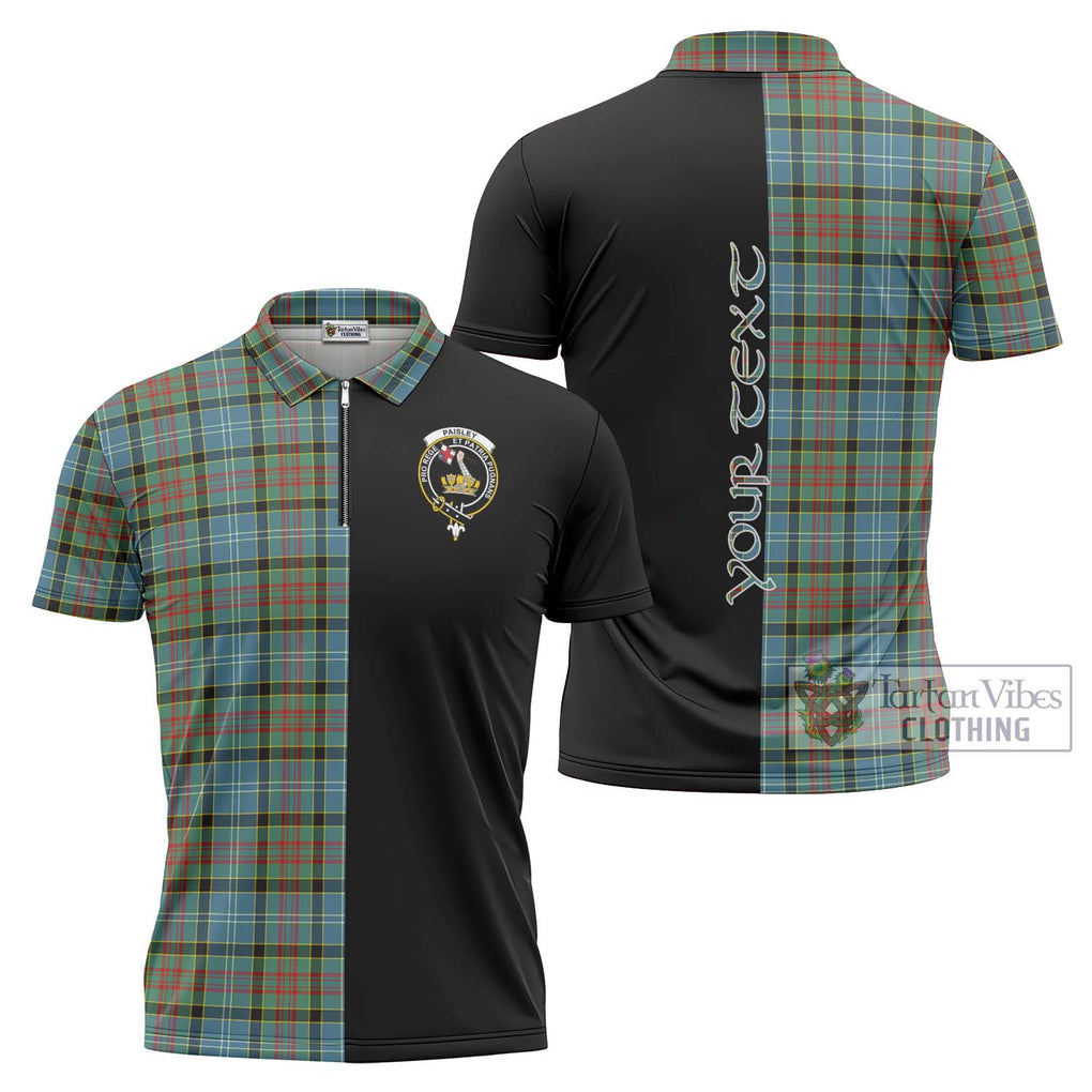 Paisley Tartan Zipper Polo Shirt with Family Crest and Half Of Me Style Unisex - Tartanvibesclothing Shop