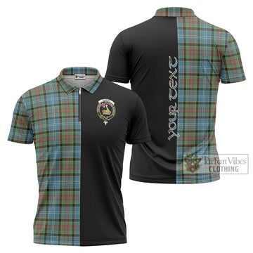 Paisley Tartan Zipper Polo Shirt with Family Crest and Half Of Me Style