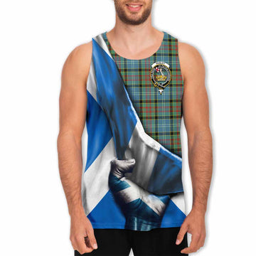 Paisley Tartan Men's Tank Top with Family Crest Scotland Patriotic Style