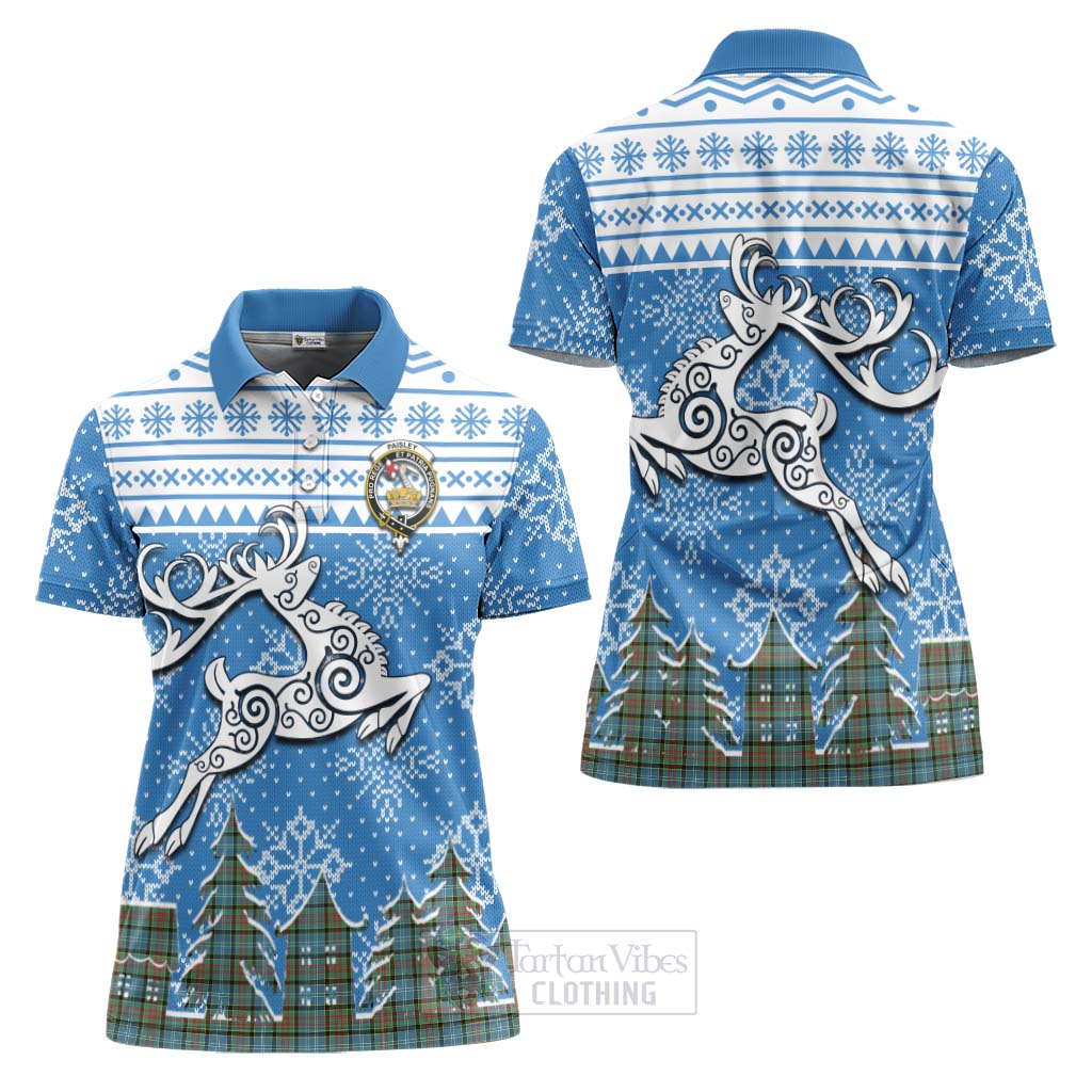 Tartan Vibes Clothing Paisley Clan Christmas Women's Polo Shirt Celtic Reindeer Style