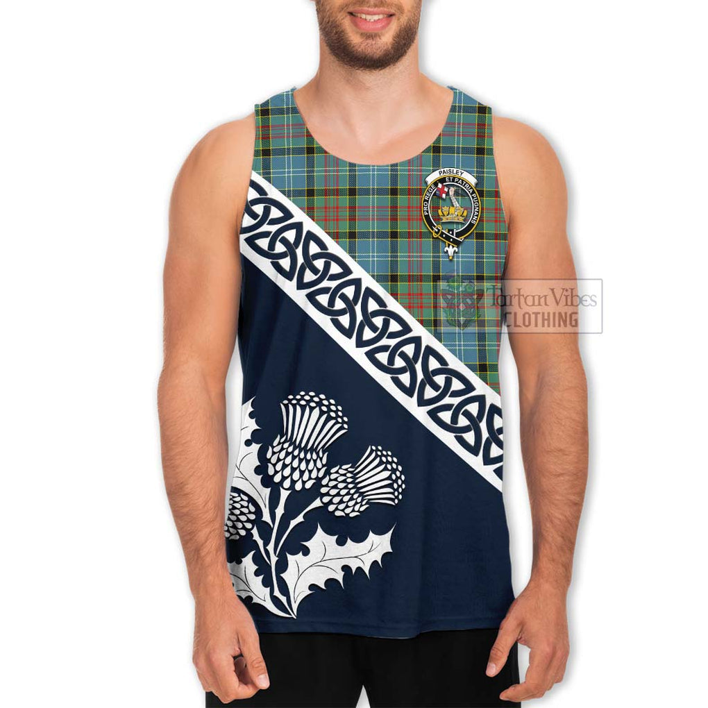 Tartan Vibes Clothing Paisley Tartan Men's Tank Top Featuring Thistle and Scotland Map