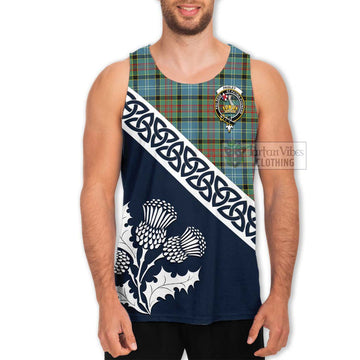 Paisley Tartan Men's Tank Top Featuring Thistle and Scotland Map