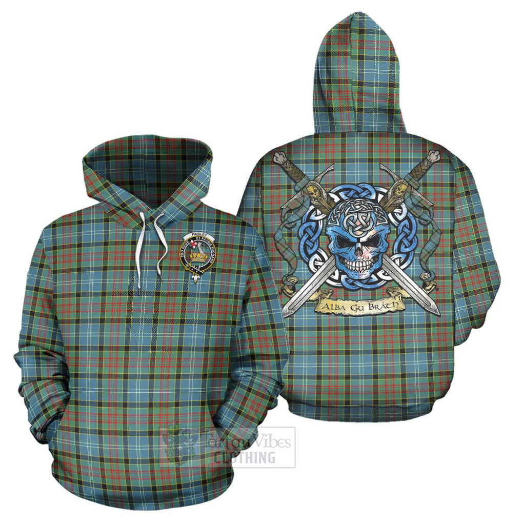 Tartan Vibes Clothing Paisley Tartan Hoodie with Family Crest Celtic Skull Style