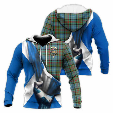 Paisley Tartan Knitted Hoodie with Family Crest Scotland Patriotic Style