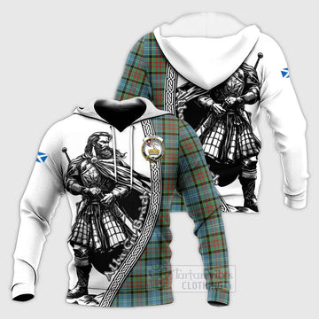 Paisley Tartan Clan Crest Knitted Hoodie with Highlander Warrior Celtic Style