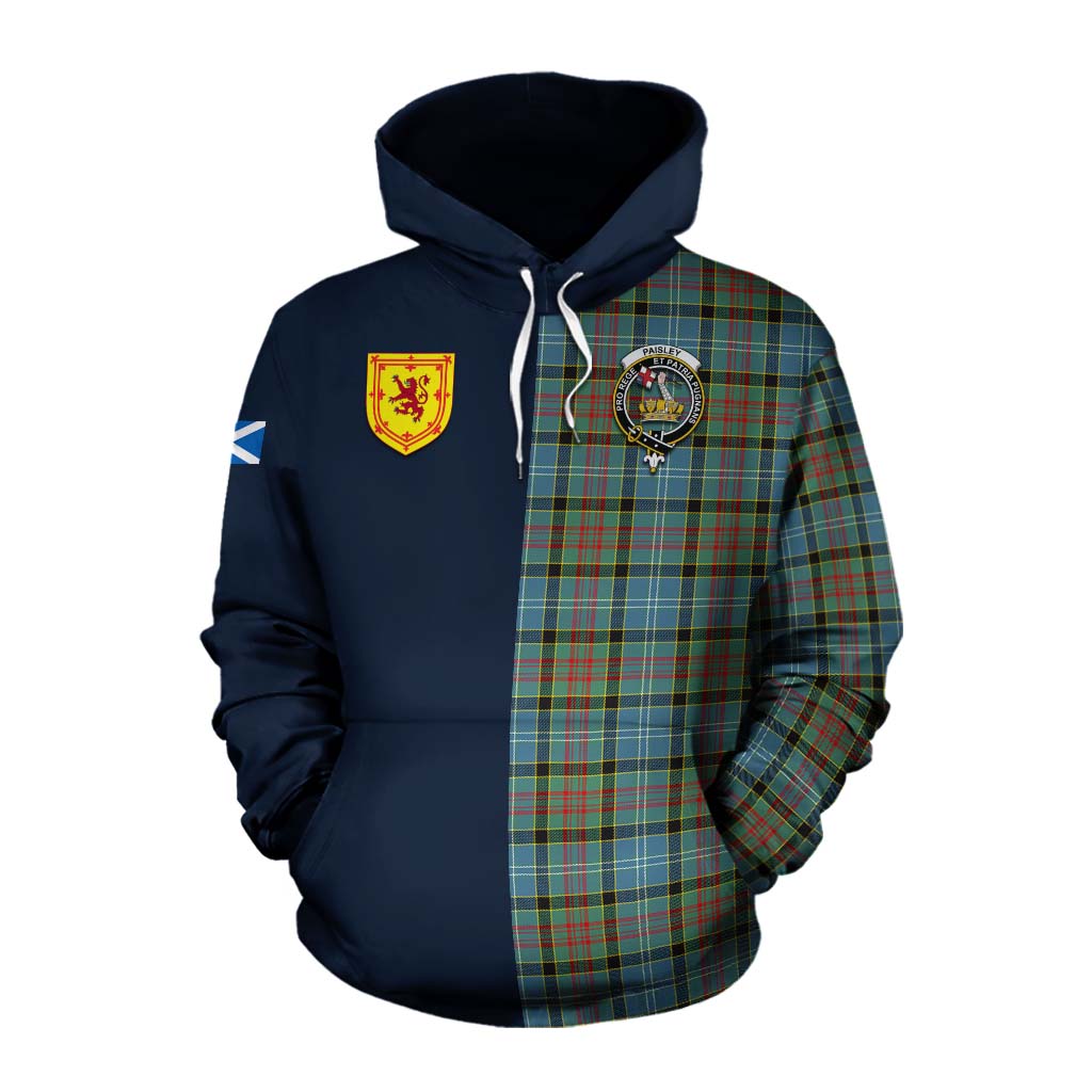 Tartan Vibes Clothing Paisley Tartan Cotton Hoodie Alba with Scottish Lion Royal Arm Half Style