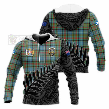 Paisley Crest Tartan Knitted Hoodie with New Zealand Silver Fern Half Style