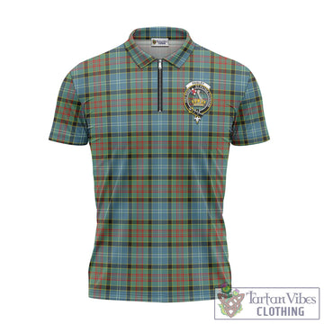 Paisley Tartan Zipper Polo Shirt with Family Crest