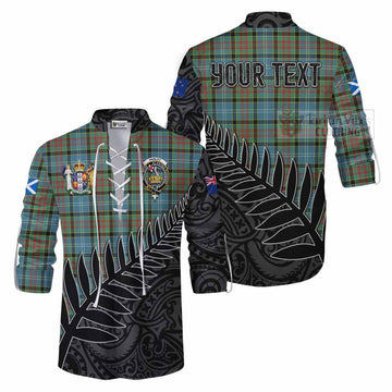 Paisley Crest Tartan Ghillie Kilt Shirt with New Zealand Silver Fern Half Style