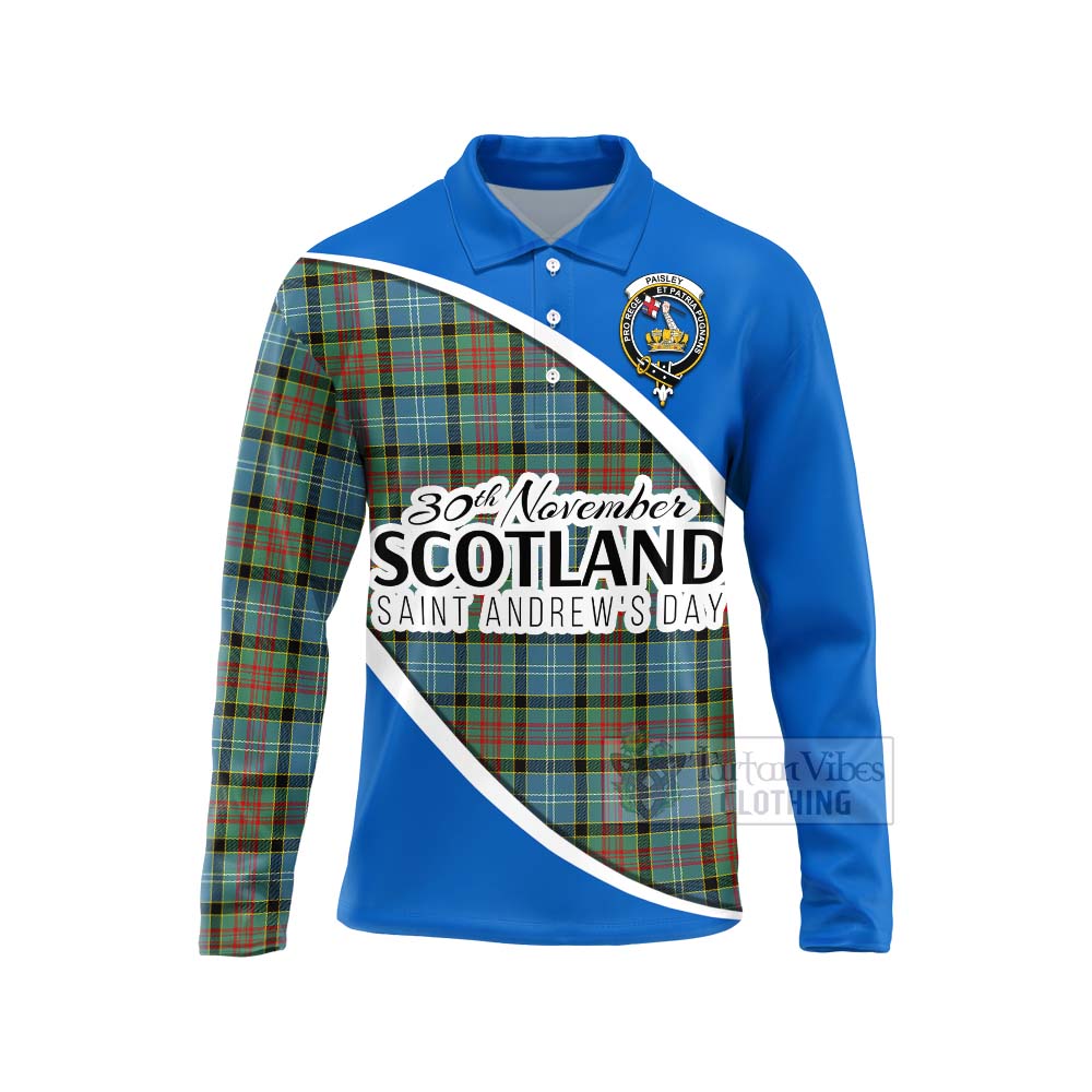 Tartan Vibes Clothing Paisley Family Crest Tartan Long Sleeve Polo Shirt Celebrate Saint Andrew's Day in Style