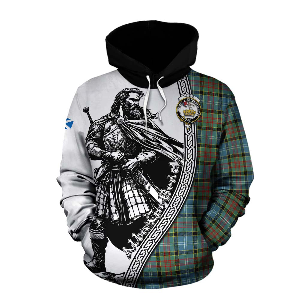 Tartan Vibes Clothing Paisley Tartan Clan Crest Cotton Hoodie with Highlander Warrior Celtic Style