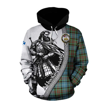 Paisley Tartan Clan Crest Cotton Hoodie with Highlander Warrior Celtic Style