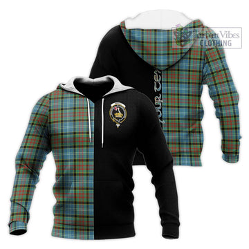 Paisley Tartan Knitted Hoodie with Family Crest and Half Of Me Style