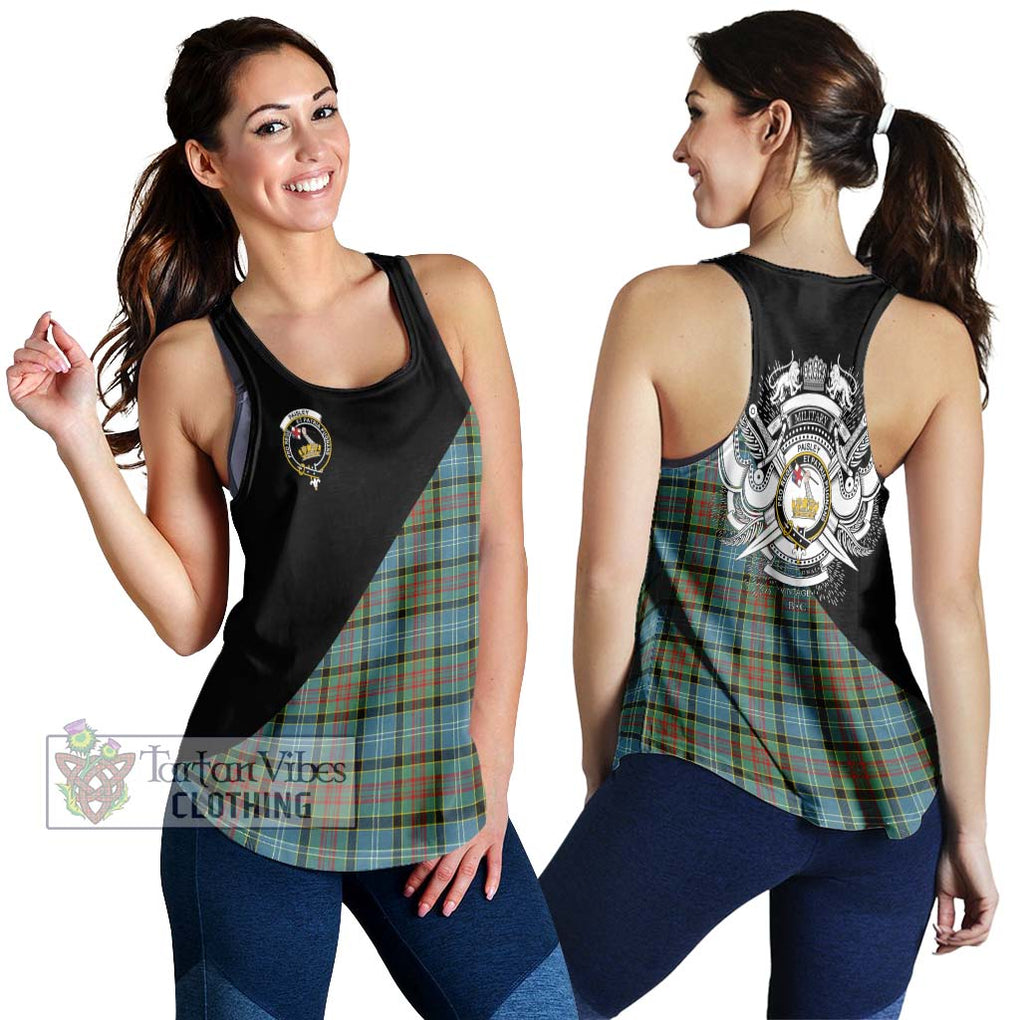 Paisley Tartan Women's Racerback Tanks with Family Crest and Military Logo Style 4XL - Tartanvibesclothing Shop