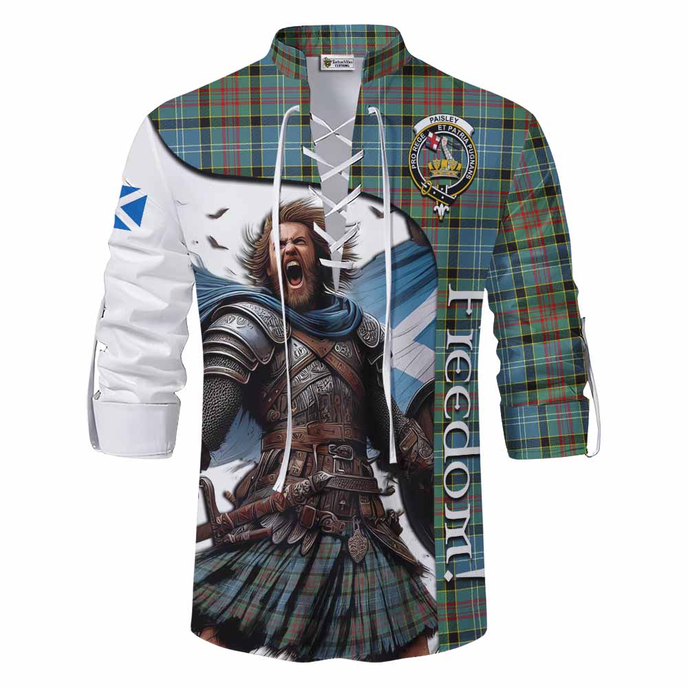 Tartan Vibes Clothing Paisley Crest Tartan Ghillie Kilt Shirt Inspired by the Freedom of Scottish Warrior