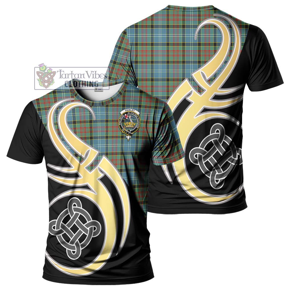 Tartan Vibes Clothing Paisley Tartan T-Shirt with Family Crest and Celtic Symbol Style