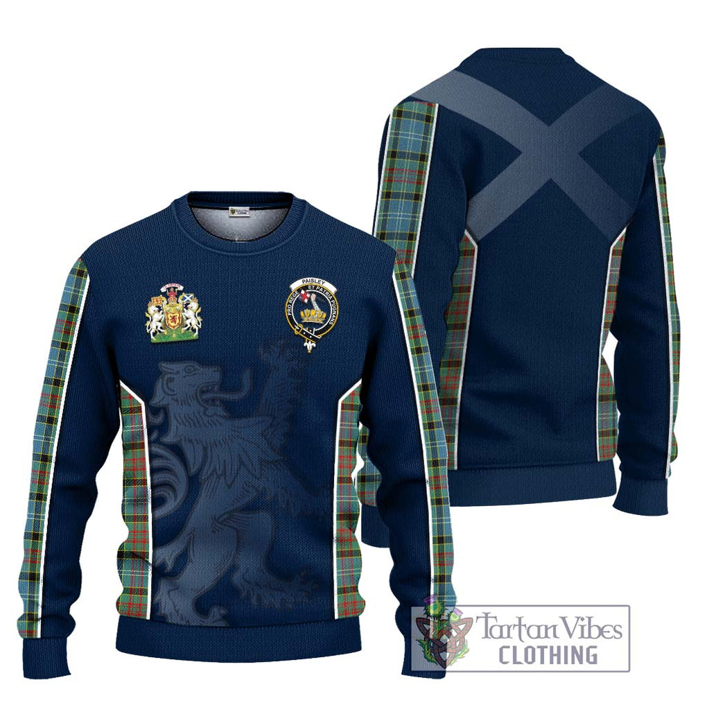 Paisley Tartan Knitted Sweater with Family Crest and Lion Rampant Vibes Sport Style Unisex - Tartan Vibes Clothing