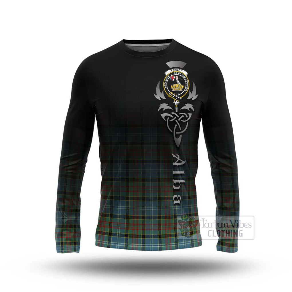 Tartan Vibes Clothing Paisley Tartan Long Sleeve T-Shirt Featuring Alba Gu Brath Family Crest Celtic Inspired