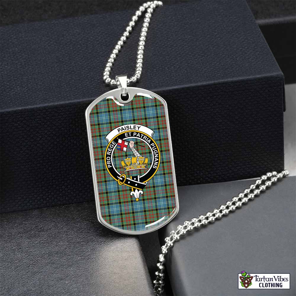 Tartan Vibes Clothing Paisley Tartan Dog Tag Necklace with Family Crest