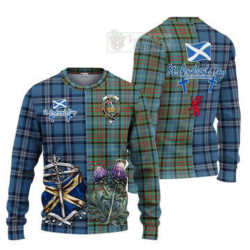 Paisley Tartan Knitted Sweater Happy St. Andrew's Day Half Tartan Style