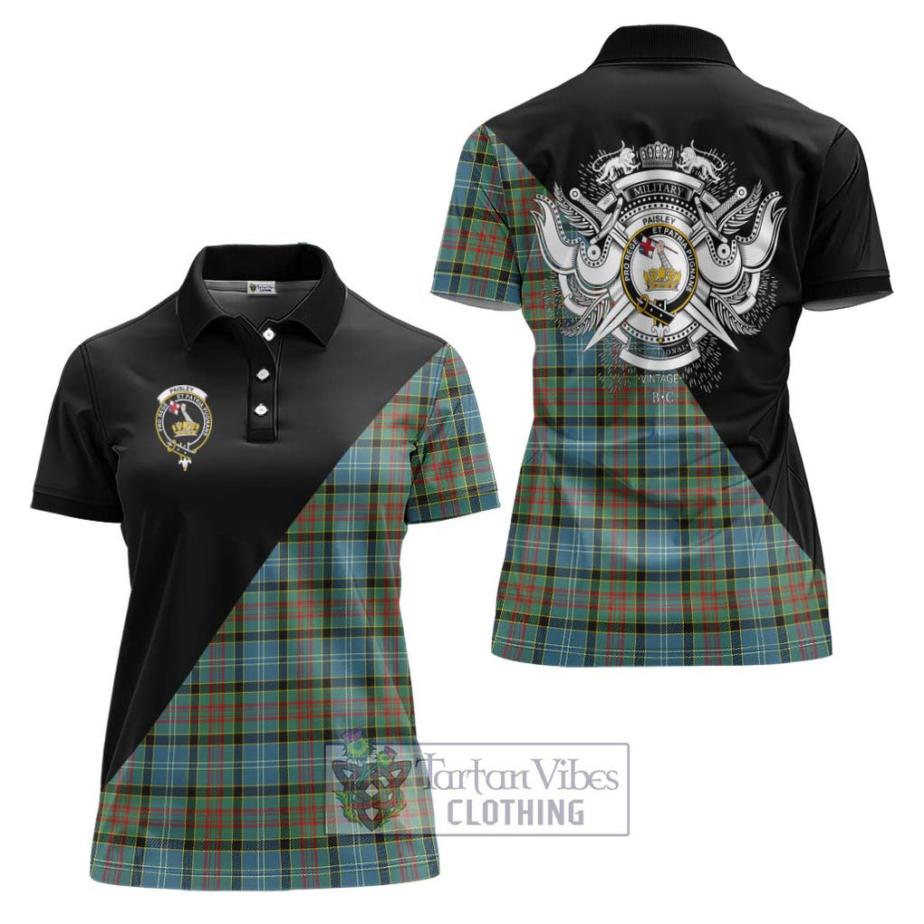 Paisley Tartan Women's Polo Shirt with Family Crest and Military Logo Style Women - Tartanvibesclothing Shop