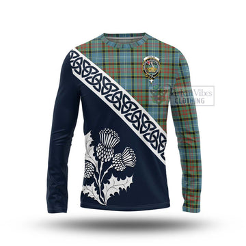 Paisley Tartan Long Sleeve T-Shirt Featuring Thistle and Scotland Map