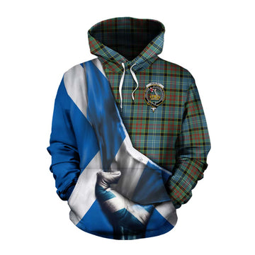 Paisley Tartan Cotton Hoodie with Family Crest Scotland Patriotic Style