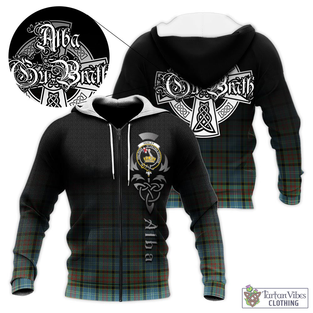 Tartan Vibes Clothing Paisley Tartan Knitted Hoodie Featuring Alba Gu Brath Family Crest Celtic Inspired