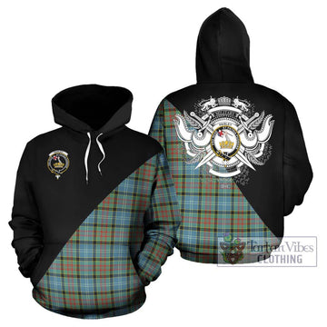 Paisley Tartan Hoodie with Family Crest and Military Logo Style