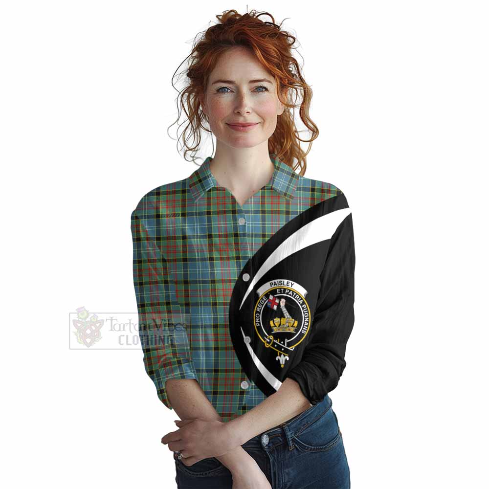 Tartan Vibes Clothing Paisley Tartan Women's Casual Shirt with Family Crest Circle Style