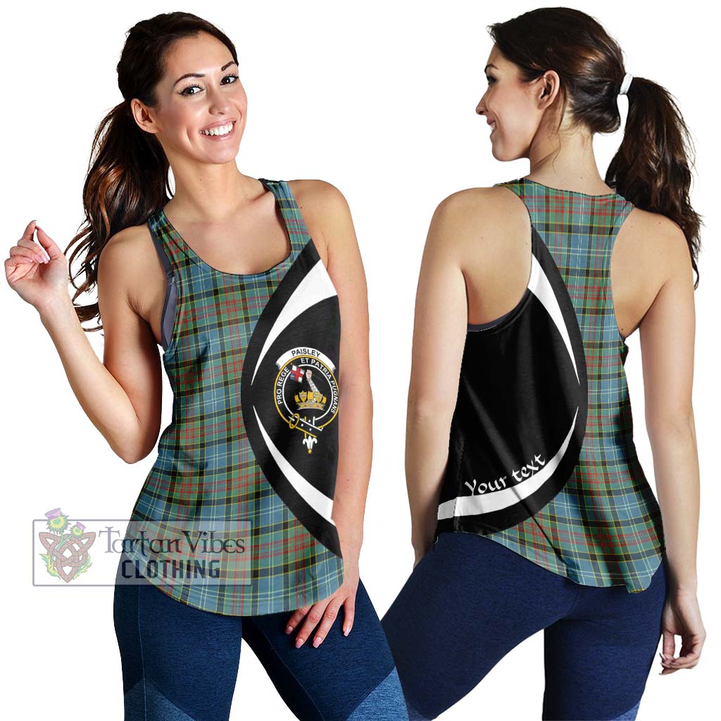 Paisley Tartan Women's Racerback Tanks with Family Crest Circle Style 4XL - Tartan Vibes Clothing