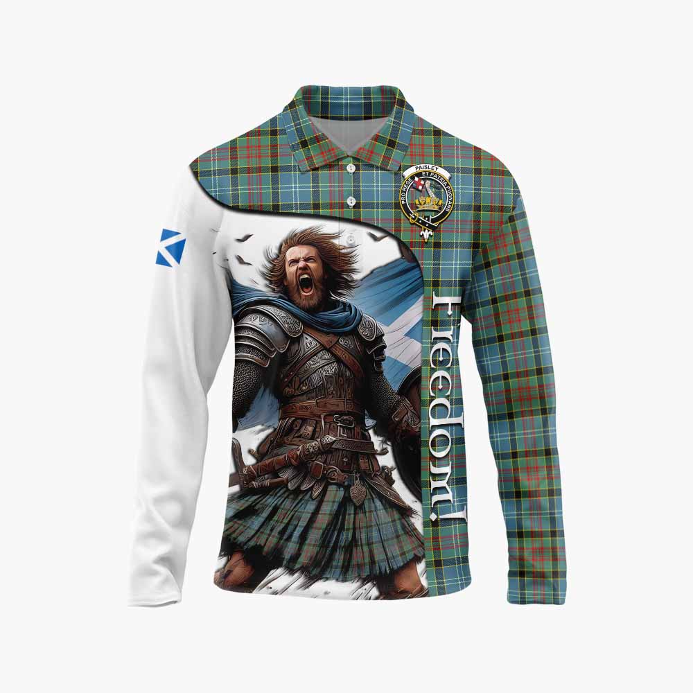 Tartan Vibes Clothing Paisley Crest Tartan Long Sleeve Polo Shirt Inspired by the Freedom of Scottish Warrior