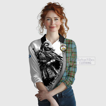 Paisley Tartan Clan Crest Women's Casual Shirt with Highlander Warrior Celtic Style