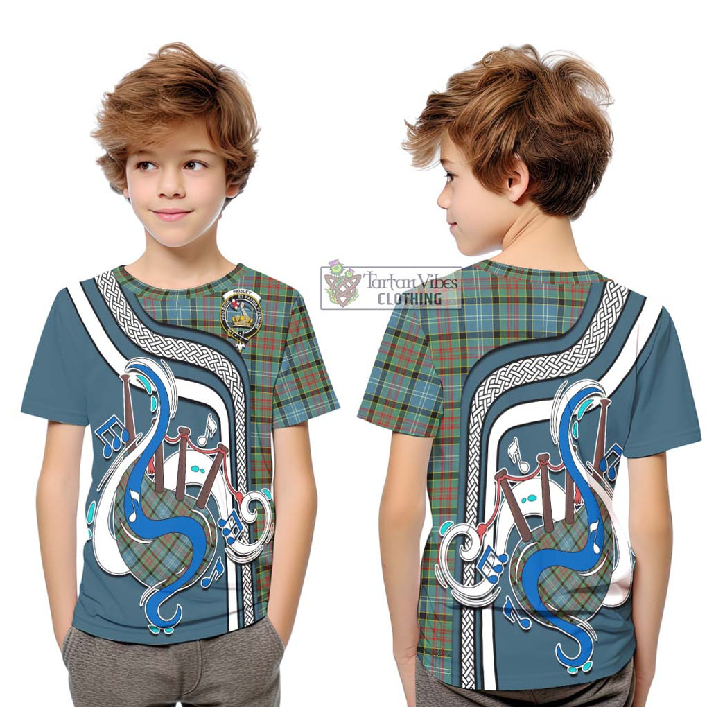 Tartan Vibes Clothing Paisley Tartan Kid T-Shirt with Epic Bagpipe Style