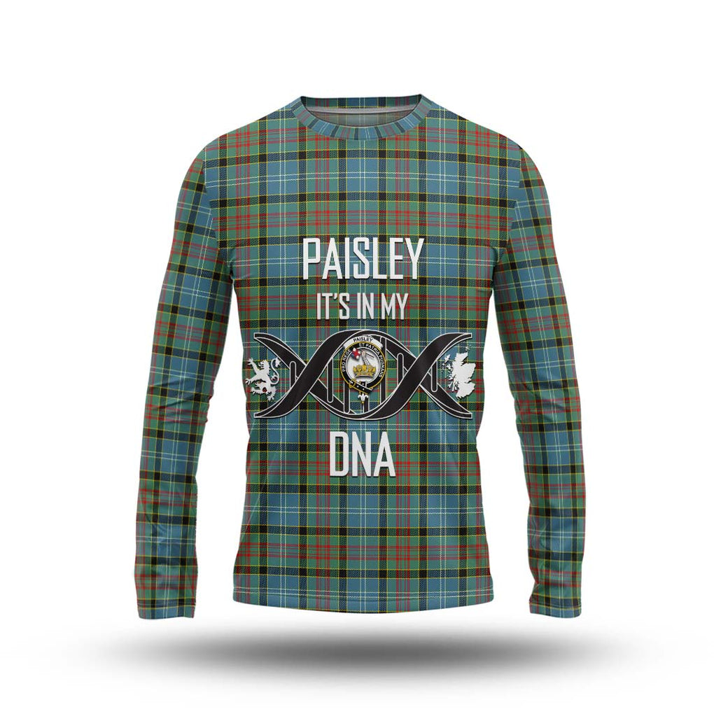 Paisley Tartan Long Sleeve T-Shirt with Family Crest DNA In Me Style Unisex - Tartanvibesclothing Shop