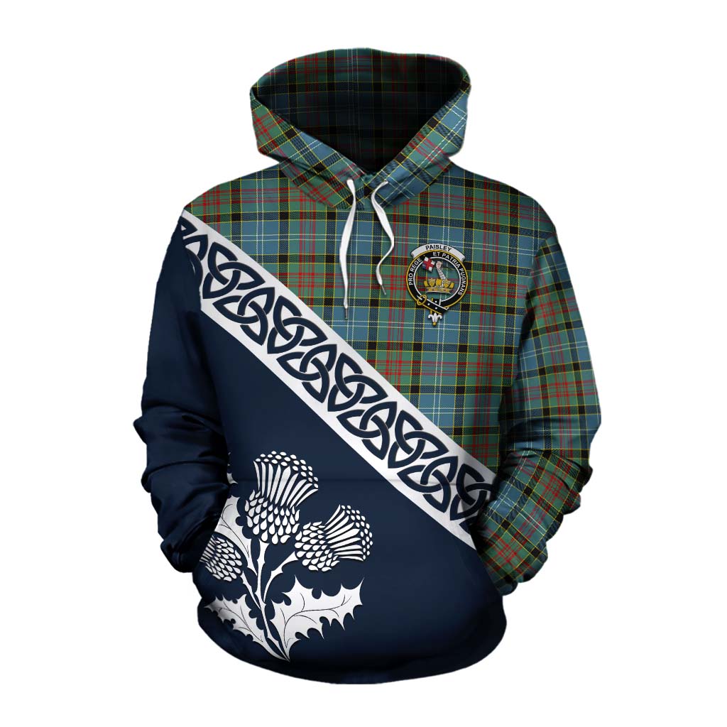 Tartan Vibes Clothing Paisley Tartan Cotton Hoodie Featuring Thistle and Scotland Map