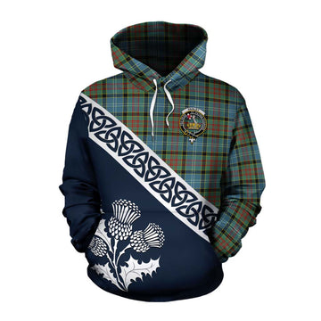 Paisley Tartan Cotton Hoodie Featuring Thistle and Scotland Map